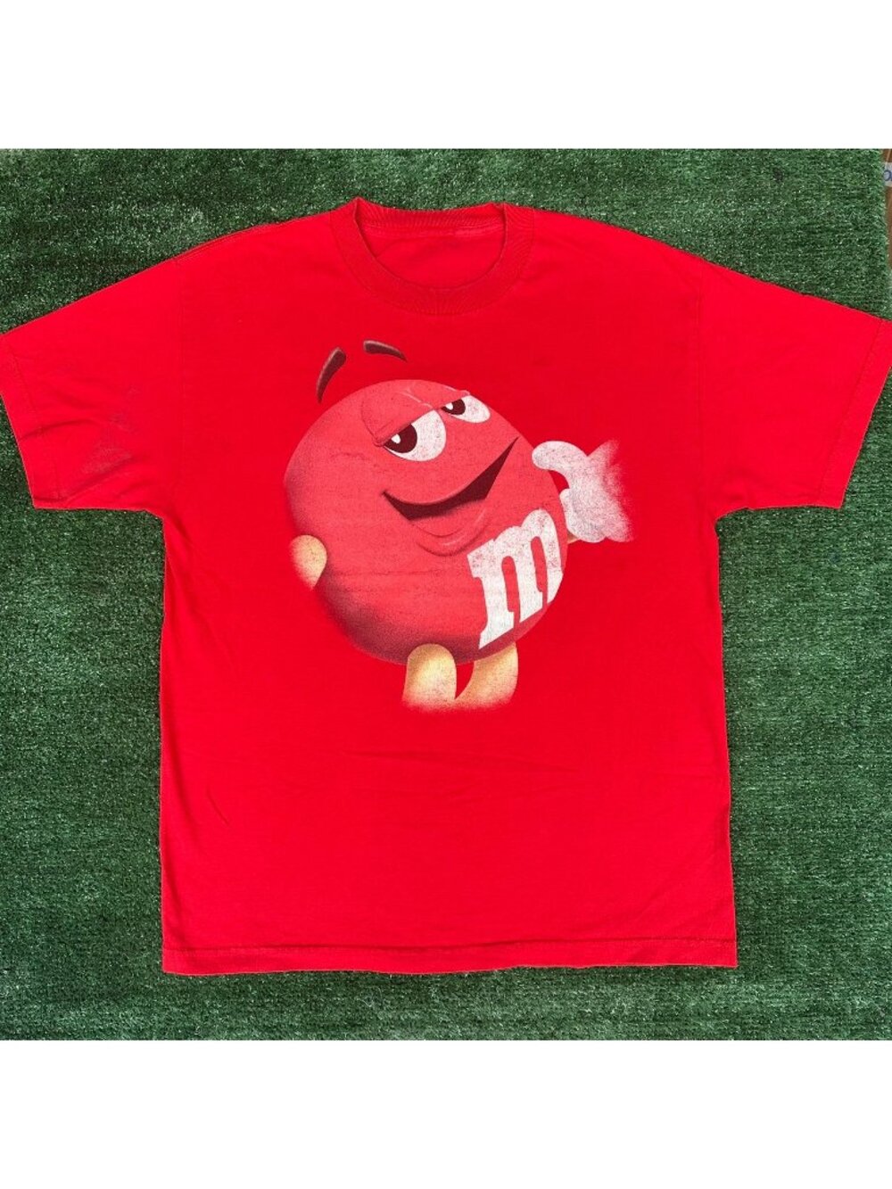 Vintage Y2K M&M's Big Character Face T-Shirt Red L Streetwear Kidcore Skater